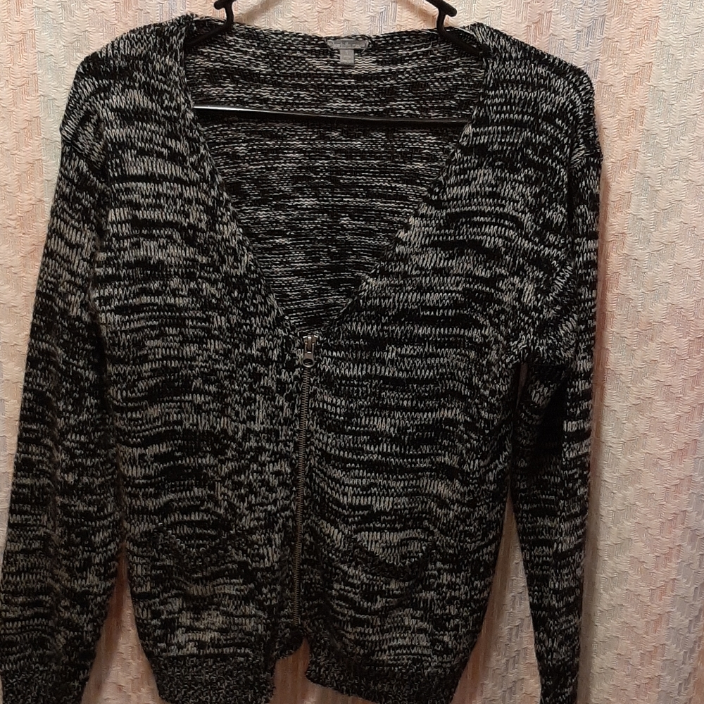 V-neck Zip Up Charlotte Russe Space Dye Cardigan with Pockets
